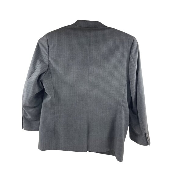 Mens Gray Pinstripe Two-Piece Suit 100% Wool Classic Fit Jacket & Pants Size 44L - Picture 3 of 16